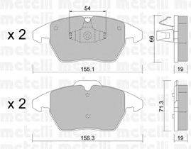 Комплект тормозных колодок, дисковый тормоз METELLI 22-0548-1