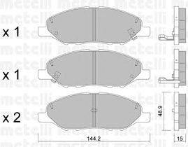 Комплект тормозных колодок, дисковый тормоз METELLI 22-0811-0