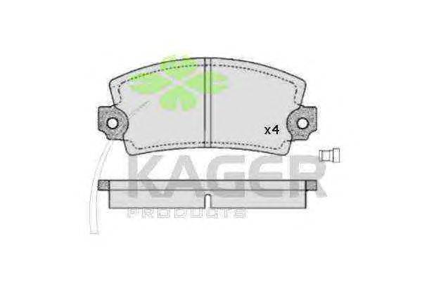 Комплект тормозных колодок, дисковый тормоз KAGER 350379