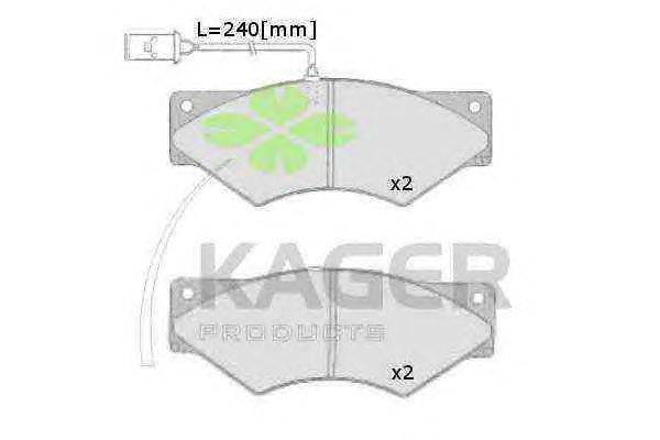 Комплект тормозных колодок, дисковый тормоз KAGER 29003