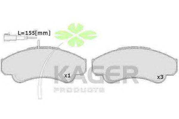 Комплект тормозных колодок, дисковый тормоз KAGER 41101
