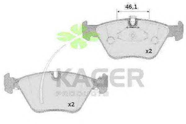 Комплект тормозных колодок, дисковый тормоз KAGER 23474