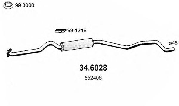 Средний глушитель выхлопных газов ASSO 34.6028