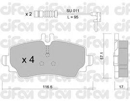 Комплект тормозных колодок, дисковый тормоз CIFAM 822-310-0K