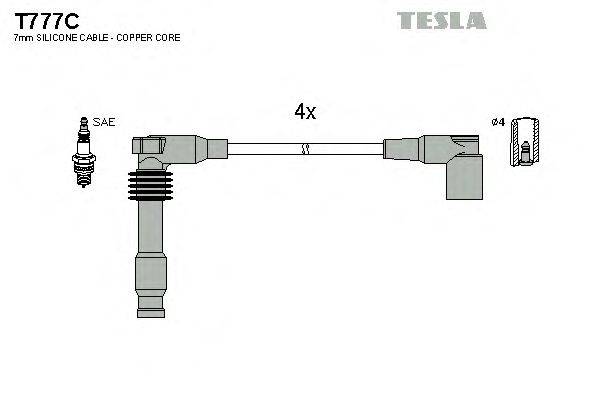 Комплект проводов зажигания TESLA T777C