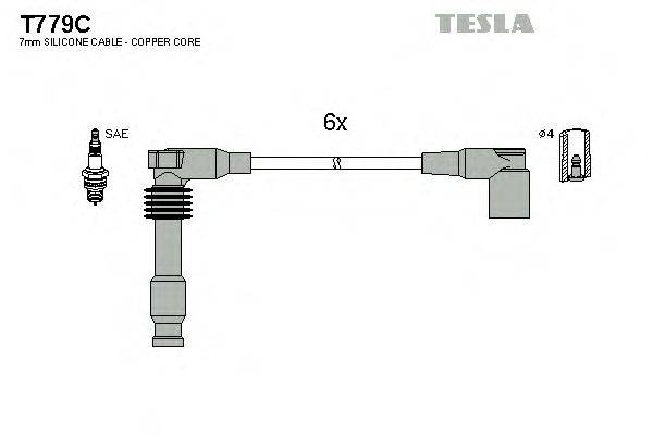 Комплект проводов зажигания TESLA T779C