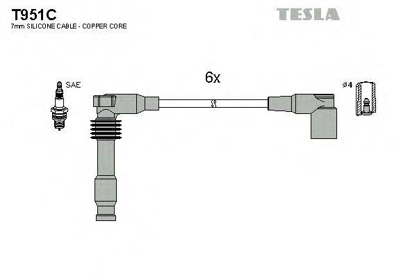 Комплект проводов зажигания TESLA T951C