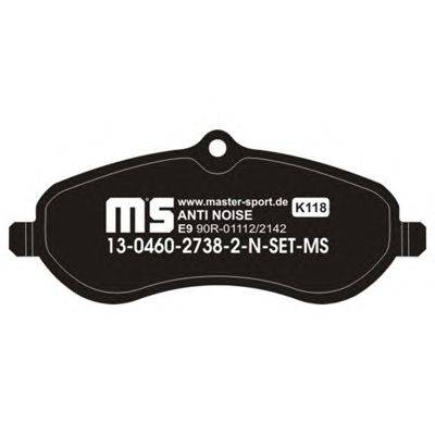 Комплект тормозных колодок, дисковый тормоз MASTER-SPORT 13-0460-2738-2N-SET-MS
