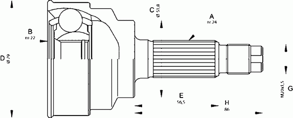 Шарнирный комплект, приводной вал OPEN PARTS CVJ5665.10