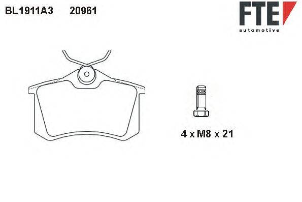 Комплект тормозных колодок, дисковый тормоз FTE BL1911A3