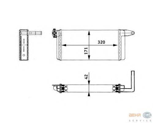 Теплообменник, отопление салона HELLA 8FH 351 312-281