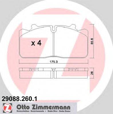 Комплект тормозных колодок, дисковый тормоз ZIMMERMANN 29088.260.1