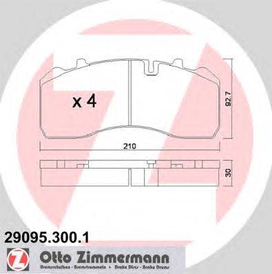 Комплект тормозных колодок, дисковый тормоз ZIMMERMANN 290953001