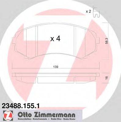 Комплект тормозных колодок, дисковый тормоз ZIMMERMANN 234881551