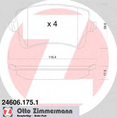 Комплект тормозных колодок, дисковый тормоз ZIMMERMANN 246061751