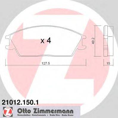 Комплект тормозных колодок, дисковый тормоз ZIMMERMANN 21012