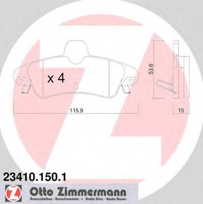 Комплект тормозных колодок, дисковый тормоз ZIMMERMANN 23410