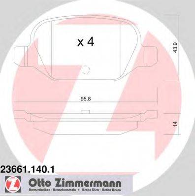 Комплект тормозных колодок, дисковый тормоз ZIMMERMANN 236611401