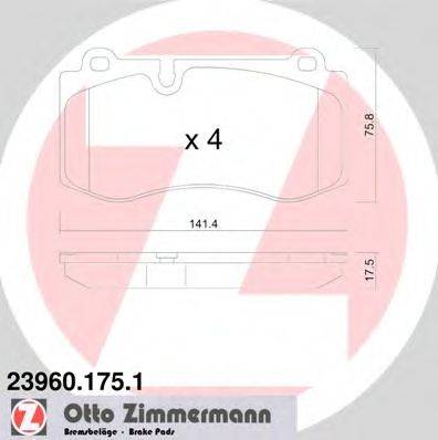 Комплект тормозных колодок, дисковый тормоз ZIMMERMANN 239601751