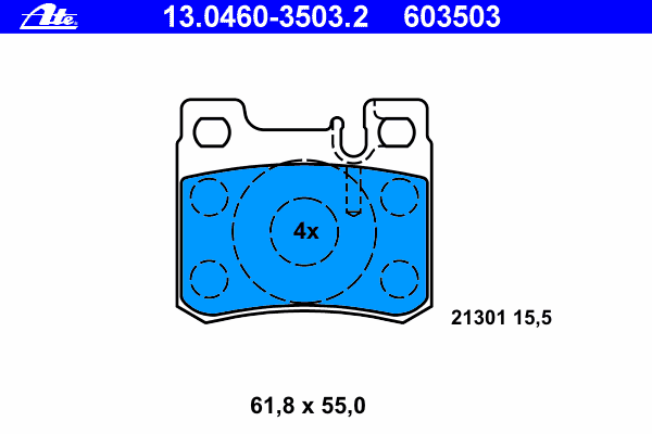 Комплект тормозных колодок, дисковый тормоз ATE 21301