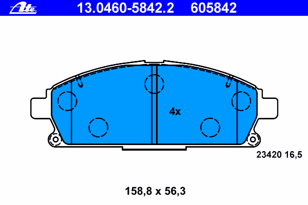 Комплект тормозных колодок, дисковый тормоз ATE 13.0460-5842.2