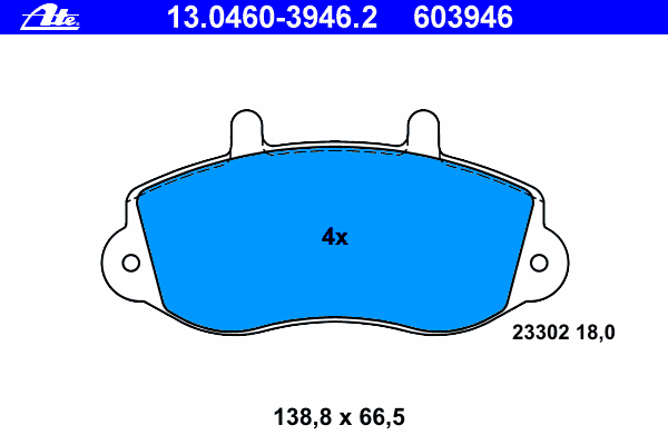Комплект тормозных колодок, дисковый тормоз ATE 23302
