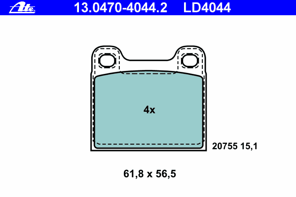 Комплект тормозных колодок, дисковый тормоз ATE 13.0470-4044.2