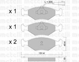 Комплект тормозных колодок, дисковый тормоз METELLI 22-0057-4
