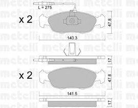 Комплект тормозных колодок, дисковый тормоз METELLI 22-0156-0