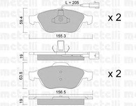 Комплект тормозных колодок, дисковый тормоз METELLI 22-0220-0