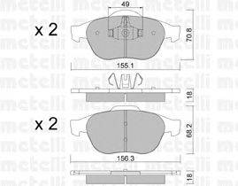 Комплект тормозных колодок, дисковый тормоз METELLI 22-0336-2