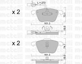 Комплект тормозных колодок, дисковый тормоз METELLI 22-0551-0