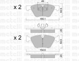 Комплект тормозных колодок, дисковый тормоз METELLI 22-0557-5