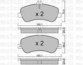 Комплект тормозных колодок, дисковый тормоз METELLI 2208250