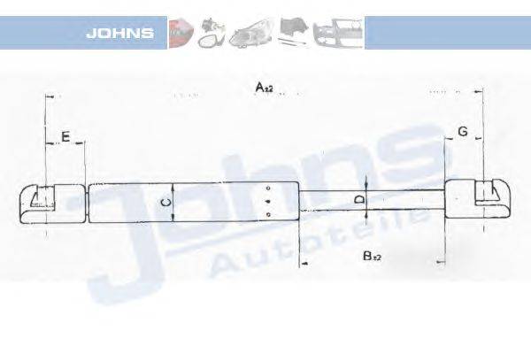 Газовая пружина, крышка багажник JOHNS 60 19 95-91