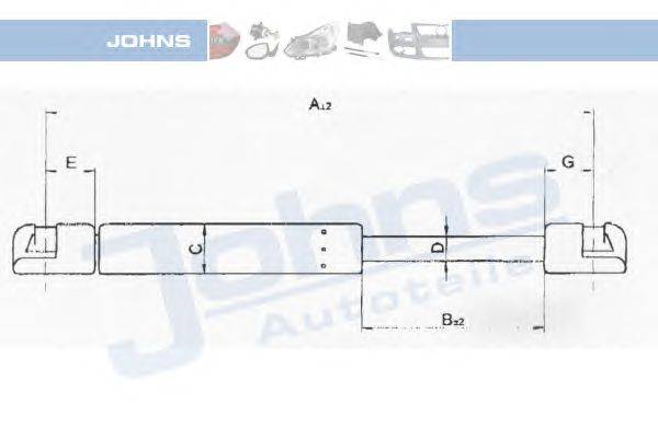 Газовая пружина, крышка багажник JOHNS 60 19 95-93