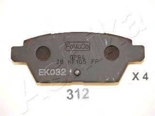 Комплект тормозных колодок, дисковый тормоз ASHIKA 5103312