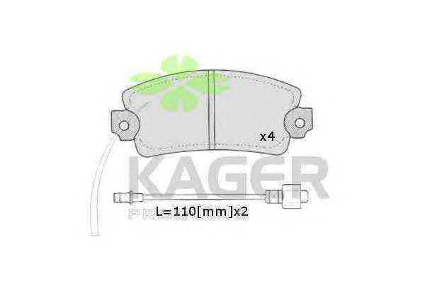 Комплект тормозных колодок, дисковый тормоз KAGER 350342