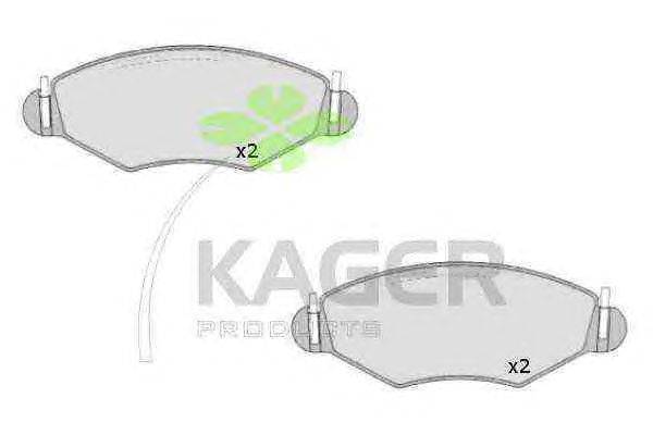 Комплект тормозных колодок, дисковый тормоз KAGER 23597