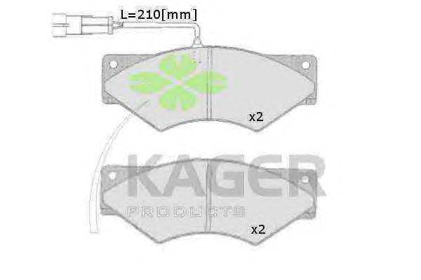 Комплект тормозных колодок, дисковый тормоз KAGER 29001
