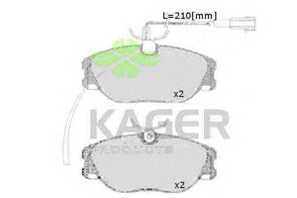 Комплект тормозных колодок, дисковый тормоз KAGER 350687