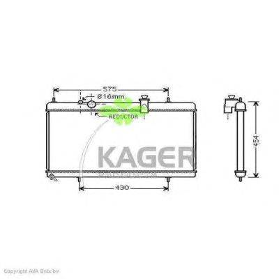 Радиатор, охлаждение двигателя KAGER 31-1456