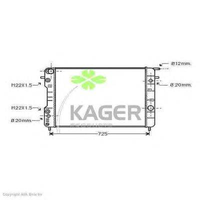 Радиатор, охлаждение двигателя KAGER 312787