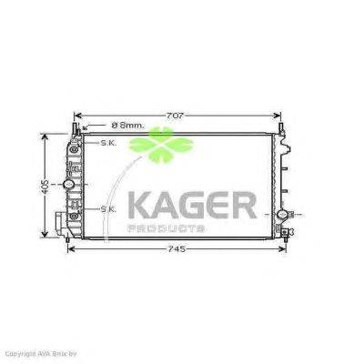 Радиатор, охлаждение двигателя KAGER 313475