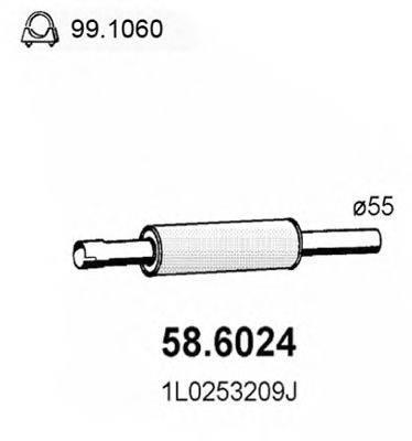 Средний глушитель выхлопных газов ASSO 58.6024