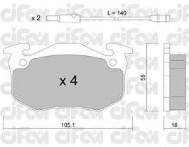 Комплект тормозных колодок, дисковый тормоз CIFAM 822-036-1