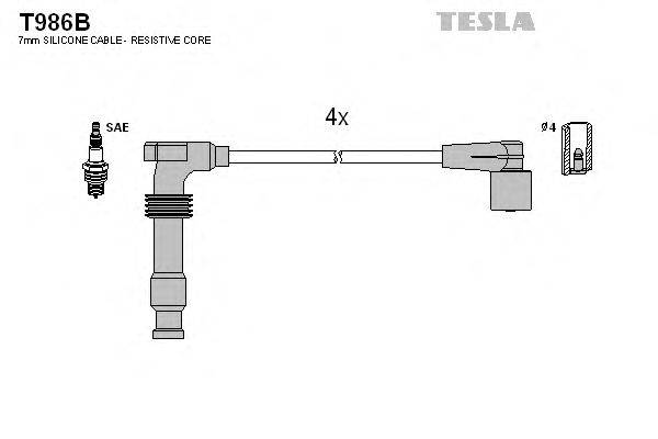 Комплект проводов зажигания TESLA T986B