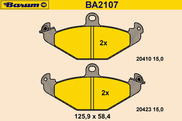 Комплект тормозных колодок, дисковый тормоз BARUM 20423