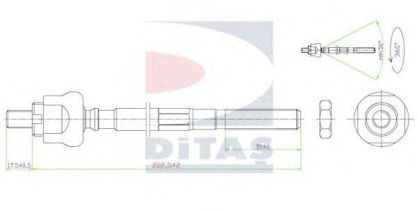 Осевой шарнир, рулевая тяга DITAS A25546