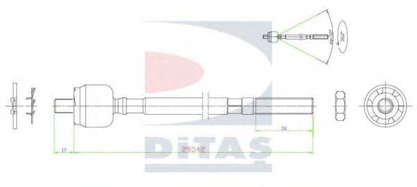 Осевой шарнир, рулевая тяга DITAS A2-5649